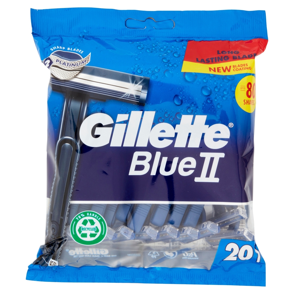 Gillette Blue II Rasoio da Uomo Usa e Getta a 2 Lame, 20 Rasoi